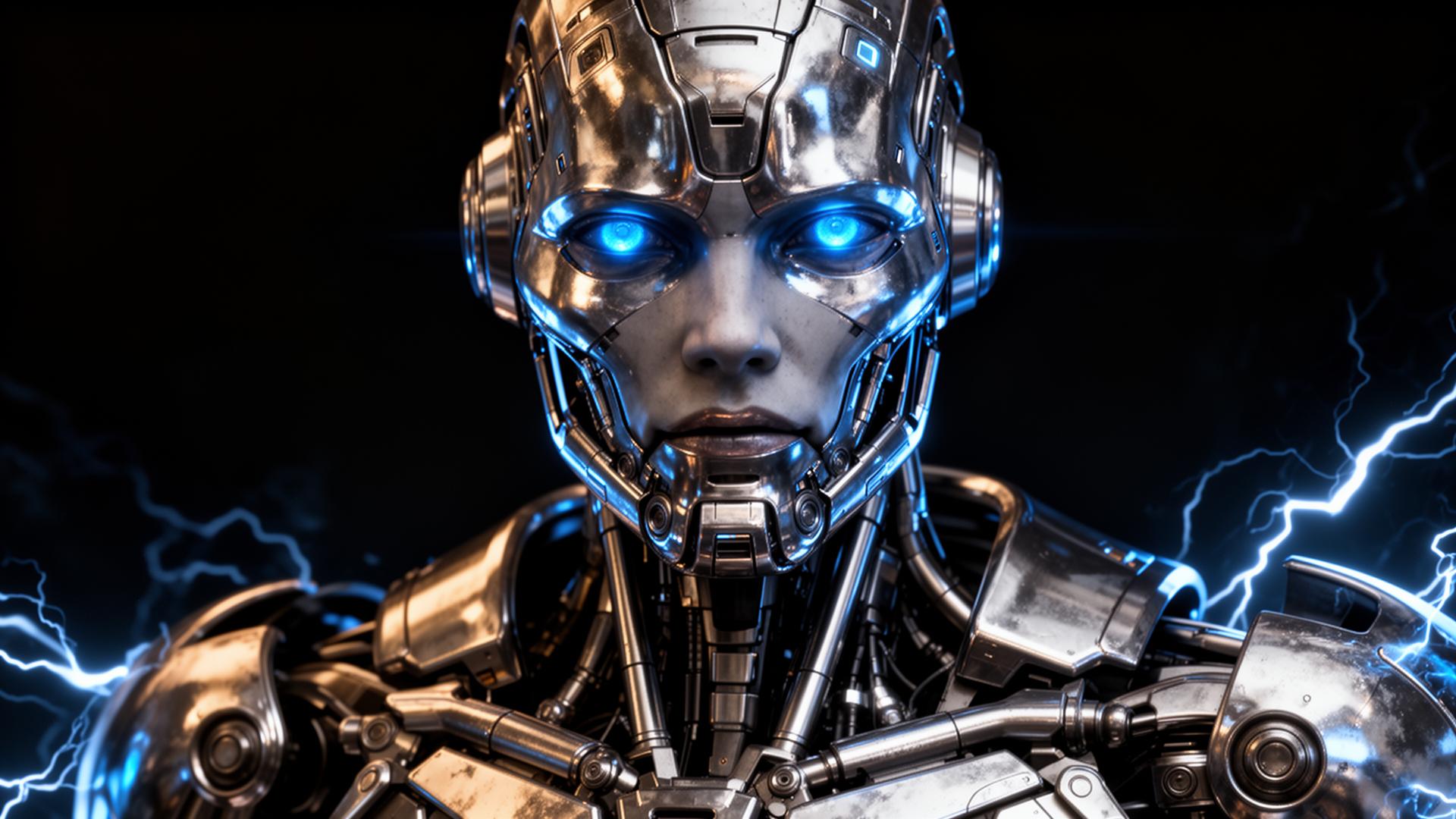 PrimeTech AI sentinel in battle stance